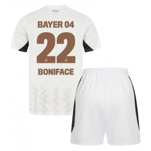 Billiga Bayer Leverkusen Victor Boniface #22 Bortatröja Barn 2024-25 Kortärmad (+ Korta byxor)